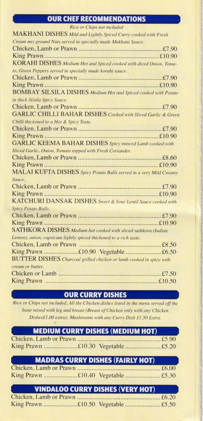 Menu of Simla Balti Indian Takeaway in Nelson